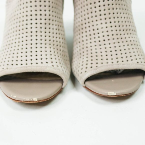Sam Edelman Ellery Open-Toe Perforated Suede Booties Ankle Boots Shoes Heels - Picture 8 of 8